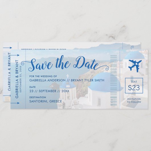 Carte Grèce Destination Mariage Santorin Enregistrer la (Devant / Derrière)