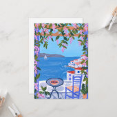 Carte Grèce Vues de Terrace Gouache Peinture (Devant/Arrière en situation)