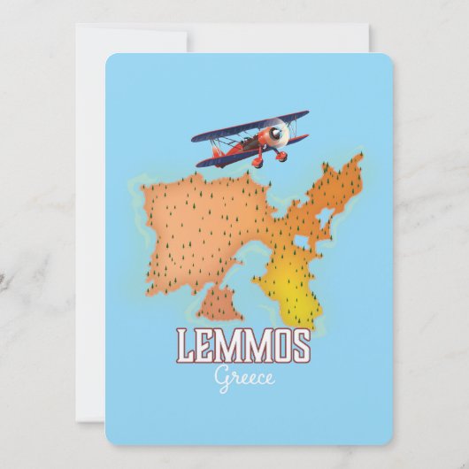 Carte grecque Lemmos Affiche de voyage illustrée (Dos)