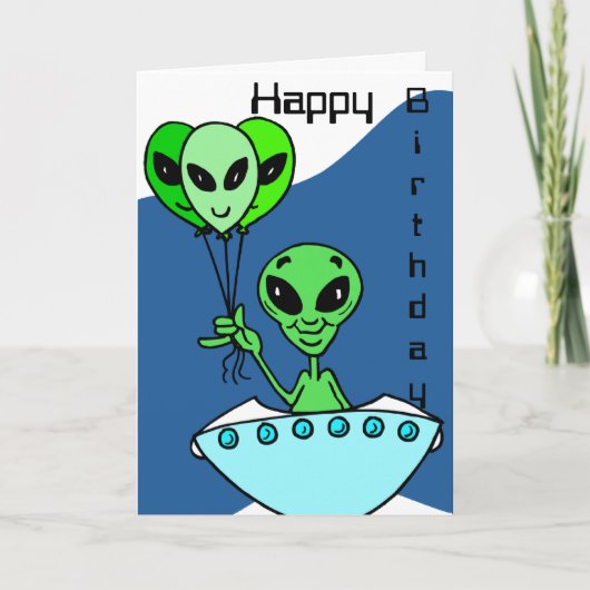Carte Green Alien Birthday Card (Devant)