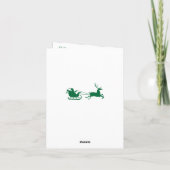Carte Green and gold Christmas tree, reindeer (Dos)