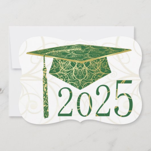 Carte Green and Gold Floral Casquette 2025 (Devant)