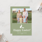 Carte Green And White Bunny With Custom Photo Easter (Devant/Arrière en situation)