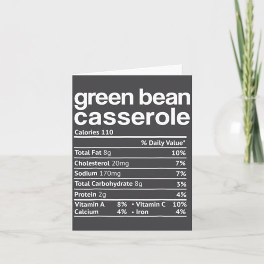 Carte Green Bean Cerole Nutrition Facts Funny Thanksg (Devant)