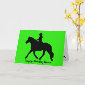 Carte Green Black Cute Pony Rider Silhouette Anniversair (Fleur jaune)