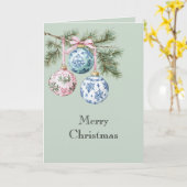 Carte Green Blue White Pink Christmas Tree Ornaments (Fleur jaune)