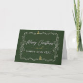 Carte Green Bow & Trees Doodles Holiday Fold Card (Devant)