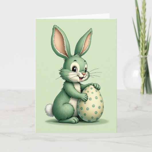 Carte Green Bunny And Egg Card (Devant)