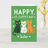 Carte Green Cats Shamrocks Sister Card (Fleur jaune)
