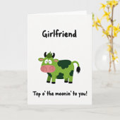 Carte Green Cow Pattern Girlfriend Card (Fleur jaune)