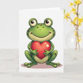 Carte Green Cute Frog Heart Card (Fleur jaune)