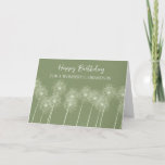 Carte Green Dandelions Grandson Anniversaire<br><div class="desc">Carte d'anniversaire pour petit-fils en vert avec des pandelions et un verset réfléchi.</div>