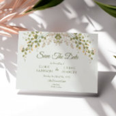 Carte Green Elegant Mariage Fleur sauvage Enregistrer La