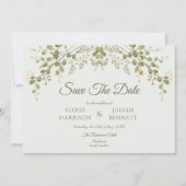 Carte Green Elegant Mariage Fleur sauvage Enregistrer La (Devant)