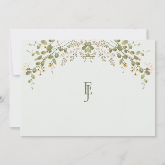 Carte Green Elegant Mariage Fleur sauvage Enregistrer La (Dos)