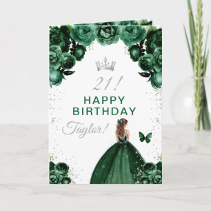 Carte Green Floral Brown Coiffeuse Joyeux anniversaire