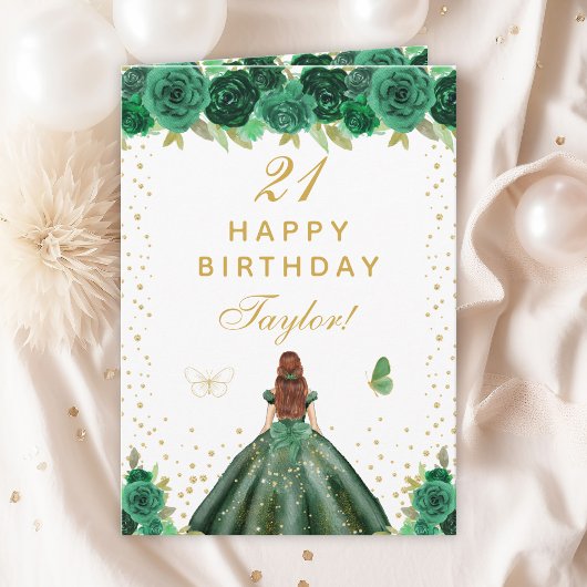 Carte Green Floral Brown Coiffeuse Joyeux anniversaire