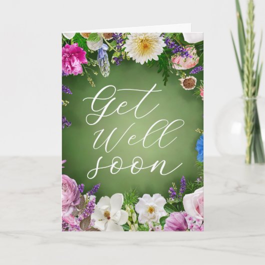 Carte Green Garden Floral Get Well Soon Personalized  (Devant)