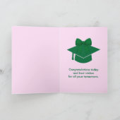 Carte Green Gingham Bow Photo Graduation  (Intérieur)