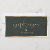 Carte Green Gold Frame Ajouter un certificat cadeau logo (Devant)