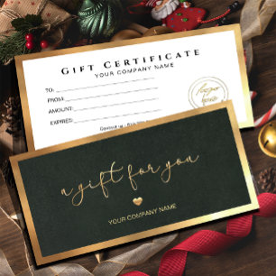 Carte Green Gold Frame Ajouter un certificat cadeau logo