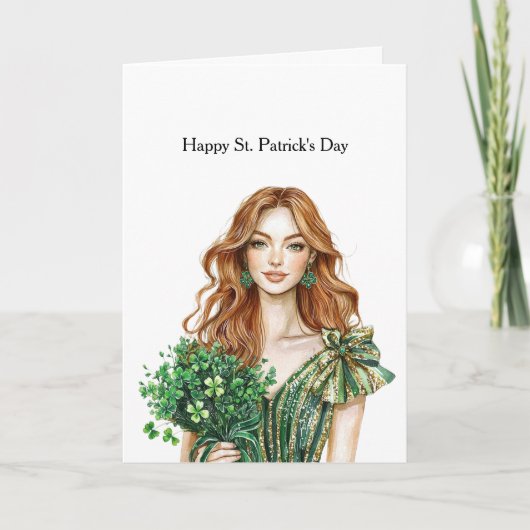 Carte Green Gold Glitz Shamrock St. Patrick's Day (Devant)