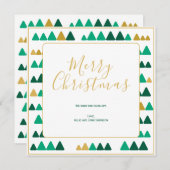 Carte Green & Golden Trees Merry Christmas Square Card (Devant / Derrière)