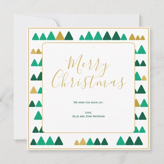 Carte Green & Golden Trees Merry Christmas Square Card (Devant)