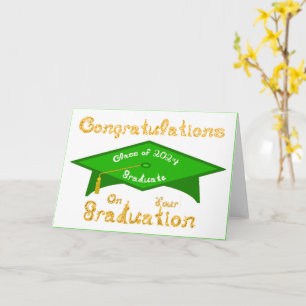 Carte Green Grad Casquette Gold White Graduate Class 202