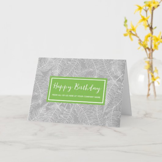 Carte Green Grey Ferns Business De Groupe Anniversaire (Fleur jaune)