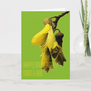 CARTE GREEN JAUNE KOWHAI FLOWER KIWI ACCUEILLIS PERSONNA