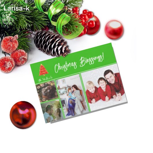 Carte Green Joyoux Noel Photo Holiday
