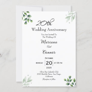 Carte 'Green Leaf' pour les 20 ans de mariage 