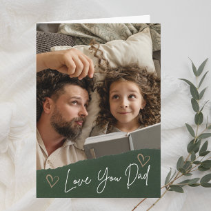 Carte Green Love You Papa Heart Fête des pères photo per