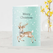 Carte Green Mint Ombre Confetti Deer Christmas (Fleur jaune)