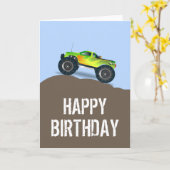 Carte Green Monster Camion Anniversaire Pneus de rechang (Fleur jaune)