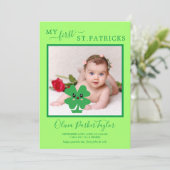 Carte Green My First Patricks Baby Birth Photo Holiday (Debout devant)