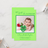 Carte Green My First Patricks Baby Birth Photo Holiday (Devant/Arrière en situation)