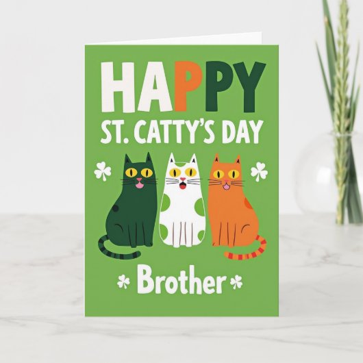 Carte Green Polka Dot Cats Day Card (Devant)