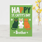 Carte Green Polka Dot Cats Day Card (Fleur jaune)