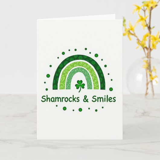 Carte Green Rainbow Dots Pattern Card (Fleur jaune)