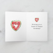 Carte Green Red Heart Watermelon Birthday (Intérieur)
