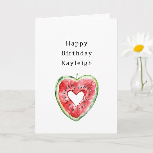 Carte Green Red Heart Watermelon Birthday (Petite plante)