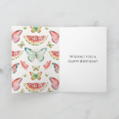 Carte Green Red Watermelon Blue Butterflies Birthday (Intérieur)