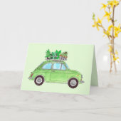 Carte Green Retro Fiat 500 Topolino (Fleur jaune)