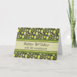 Carte Green Retro Grandson Anniversaire<br><div class="desc">Carte d'anniversaire pour petit-fils avec un motif rétro vert amusant et verset réfléchi.</div>