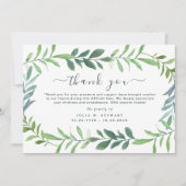 Carte Green Rustic Eucalyptus Funérailles Merci Note (Devant)