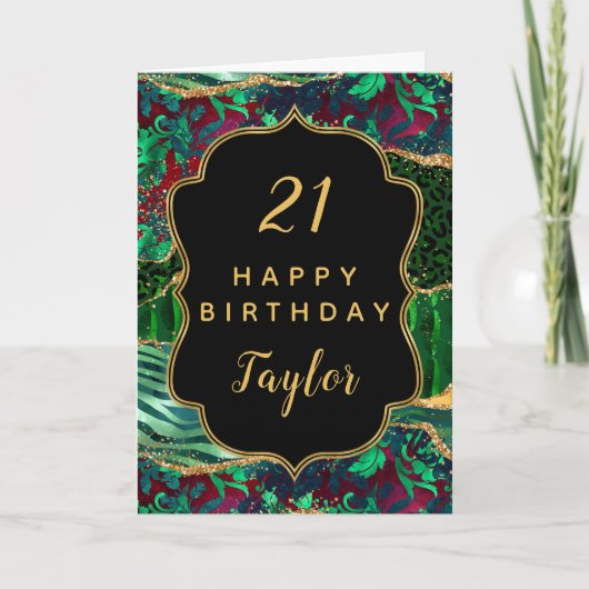 Carte Green Safari Agate Joyeux anniversaire (Devant)