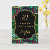 Carte Green Safari Agate Joyeux anniversaire (Fleur jaune)