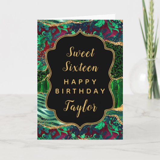 Carte Green Safari Agate Sweet 16 Joyeux anniversaire (Devant)